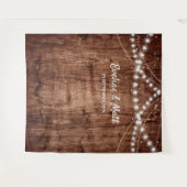 Rustikale Holz-Land-Boho-Lichterkette Hochzeit Wandteppich (Vorderseite (Horizontal))