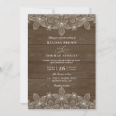 Rustikale Holz-Land-Lace-Elegante QR-Code-Hochzeit Einladung (Vorderseite)
