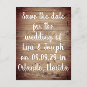 Rustikale Holz-Land-Save-the-Date-Karte im Landhau Postkarte