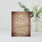 Rustikale Holz-Land-Script-Save-the-Date-Karte Postkarte (Stehend Vorderseite)