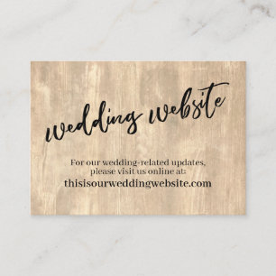 Rustikale Holz- & lässige Handschrift-Hochzeitsweb Begleitkarte