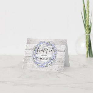 Rustikale Holz-Lavendel-Brautabschied-Dankeschön Dankeskarte