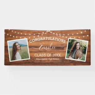Rustikale Holz-Lichterkette Foto-Abschluss Banner
