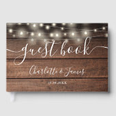 Rustikale Holz-Lichterkette Foto-Hochzeit Gästebuch (Vorderseite)