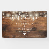 Rustikale Holz-Lichterkette Hochzeitswillkommen Banner (Horizontal)