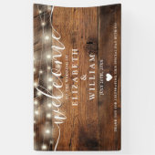 Rustikale Holz-Lichterkette Hochzeitswillkommen Banner (Vertikal)