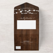 Rustikale Holz-Lichterkette Initialen Schrift Hoch All In One Einladung (Außenbereich)