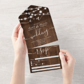 Rustikale Holz-Lichterkette Initialen Schrift Hoch All In One Einladung (Abreißen)