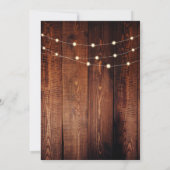 Rustikale Holz-Lichterkette Monogramm Landhochzeit Einladung (Rückseite)