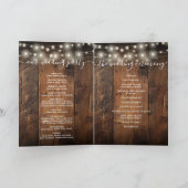 Rustikale Holz-Lichterketten Boho-Hochzeit Programm (Innenseite)