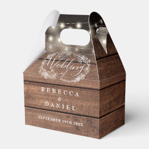 Rustikale Holz-Lichterketten für die Hochzeit mit  Geschenkschachtel