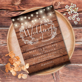 Rustikale Holz-Lichterketten-Hochzeit im Skript-St Einladung