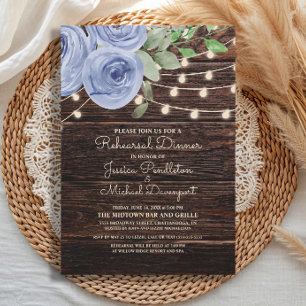 Rustikale Holz-Lichterketten Hochzeitsprobe Einladung