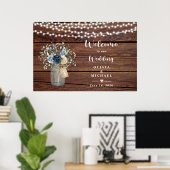 Rustikale Holz-Lichterketten Mason Jar Willkommen Poster (Heimbüro)