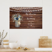 Rustikale Holz-Lichterketten Mason Jar Willkommen Poster (Küche)