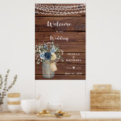 Rustikale Holz-Lichterketten-Mason-Jar-Willkommens Poster (Küche)