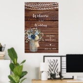 Rustikale Holz-Lichterketten-Mason-Jar-Willkommens Poster (Heimbüro)