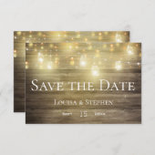 Rustikale Holz- & Lights Mason Jar Save the Date K (Vorne/Hinten)