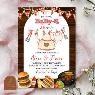 Rustikale Holz-Mädchen-BabyQ-Baby-Shower-Einladung Einladung
