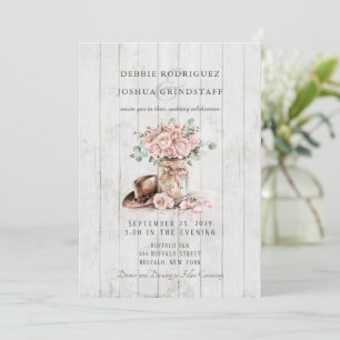 Rustikale Holz-Mason-Glas-Blumenhochzeits-Einladun Einladung