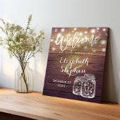 Rustikale Holz-Mason-Glas-Lichterkette Hochzeitsbe Poster