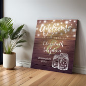 Rustikale Holz-Mason-Glas-Lichterkette Hochzeitsbe Poster