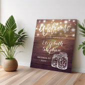 Rustikale Holz-Mason-Glas-Lichterkette Hochzeitsbe Poster