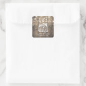 Rustikale Holz Mason Jar String Lights Gastgeschen Quadratischer Aufkleber (Tasche)