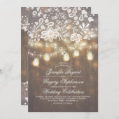 Rustikale Holz Mason Jar String Lights Hochzeit im Einladung (Vorne/Hinten)