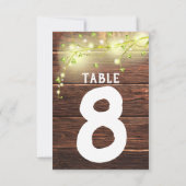 Rustikale Holz Mason String Lights Tischnummer (Rückseite)