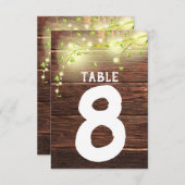 Rustikale Holz Mason String Lights Tischnummer (Vorne/Hinten)