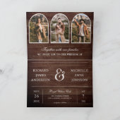 Rustikale Holz-Minimal-Bogen-Foto-QR-Code-Hochzeit Einladung (Innenseite)