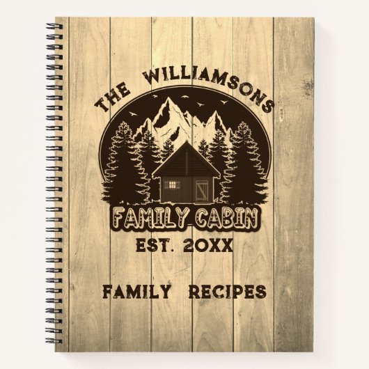Rustikale Holz-Natur Familie Käfig Rezept Brauner Notizblock (Vorderseite)