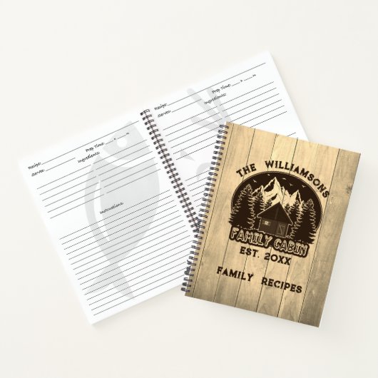 Rustikale Holz-Natur Familie Käfig Rezept Brauner Notizblock (Innenseite)