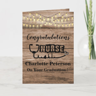 Rustikale Holz-Nurse-Abschluss-Gratulationskarte Karte