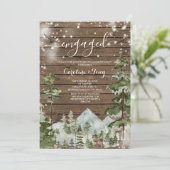 Rustikale Holz-Pine-Bäume-Engagement-Partei Einladung (Stehend Vorderseite)