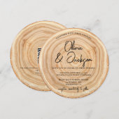 Rustikale Holz-QR-Code-Hochzeit Einladung (Vorne/Hinten)