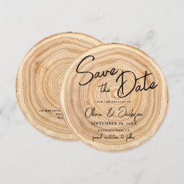 Rustikale Holz-QR-Code-Hochzeit - Save-the-Date-Ka Einladung