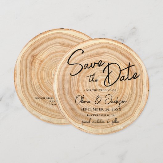 Rustikale Holz-QR-Code-Hochzeit - Save-the-Date-Ka Einladung (Vorne/Hinten)