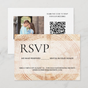 Rustikale Holz-QR-Code Online benutzerdefiniertes RSVP Karte