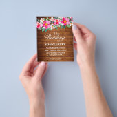 Rustikale Holz-Rosa-Blumen-Lichter Hochzeits-Einla Flyer (Gruppe)