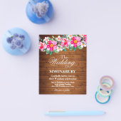 Rustikale Holz-Rosa-Blumen-Lichter Hochzeits-Einla Flyer (Einzeln)