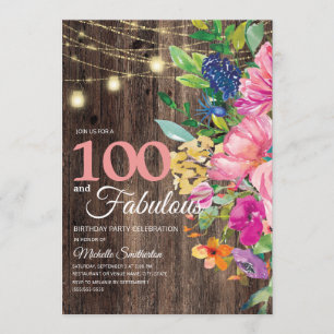 Rustikale Holz-Rosa-Blumen-Lichterkette 100 Fabelh Einladung