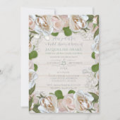 Rustikale Holz Rose Babys Atem Blumenstrauß Brautp Einladung (Vorderseite)