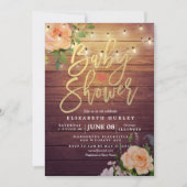 Rustikale Holz-Rose Blumenstrauß-Kinderdusche Einladung (Vorderseite)