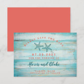 Rustikale Holz-Save-the-Date-Karte mit Seestern Save The Date (Vorne/Hinten)