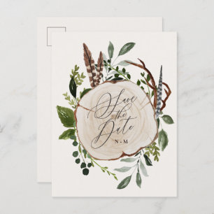 Rustikale Holz Scheiben Hochzeit speichern das Dat Ankündigungspostkarte