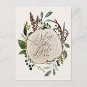 Rustikale Holz Scheiben Hochzeit speichern das Dat Ankündigungspostkarte (Vorderseite)