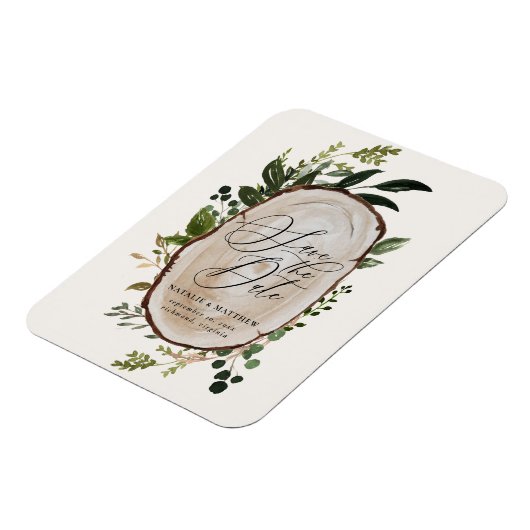 Rustikale Holz Scheiben Hochzeit speichern das Dat Magnet (Linke Seite)