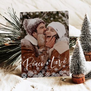 Rustikale Holz-Schneeflocken-Collage-Weihnachtsfot Feiertagskarte